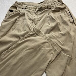 Vtg‎ THE NORTH FACE Khaki Pants Pleated Large Pockets Belt Loops Logo